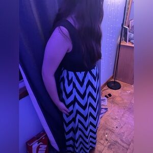 Black and Blue Maxi Dress